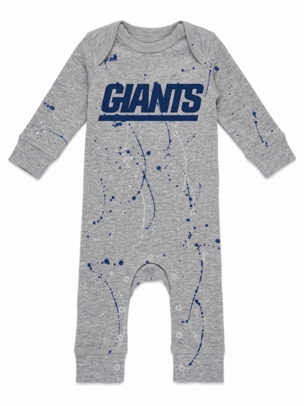 Rabbit Skins Grey 'Giants' Long-Sleeve Onsie with Navy Ink Splash